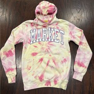 NEW - Chinatown Market Boarder Arc Spellout Pink Tie Dye Hoodie Size Small NWOT
